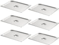 CURTA 6-Pack 1/2 Size Steam Table Pan Covers with Handle NSF Certified 18/8 Stainless Steel Hotel Pan Lids for Catering Buffet Restaurant Commercial Kitchen Dishwasher Safe