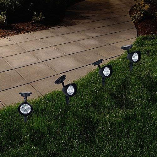 Solar Powered Lights (Set of 4)- LED Outdoor Stake Spotlight Fixture for Gardens Pathways and Patios by Pure Garden Black