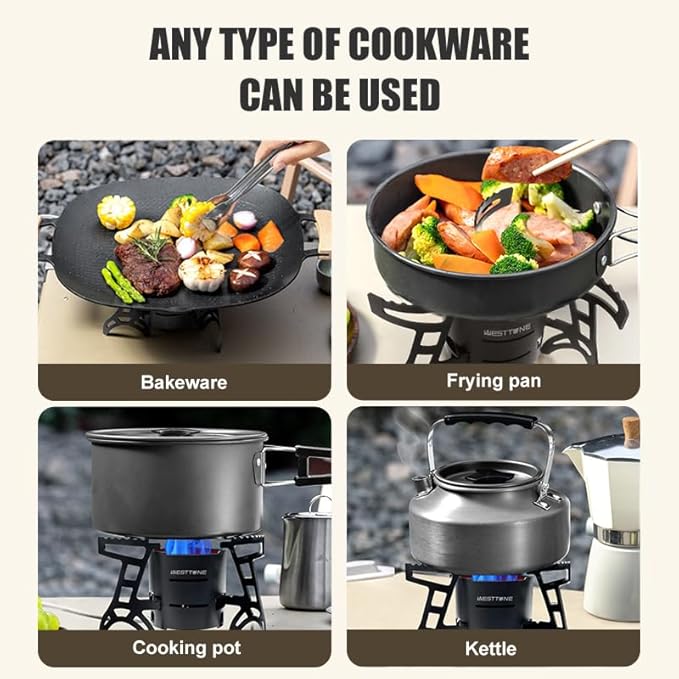 Camping Stove 3000W Portable Backpacking Stove with Piezo Ignition Fuel Canister Adapter Windproof Gas Stove for Camping Hiking Outdoor Cooking