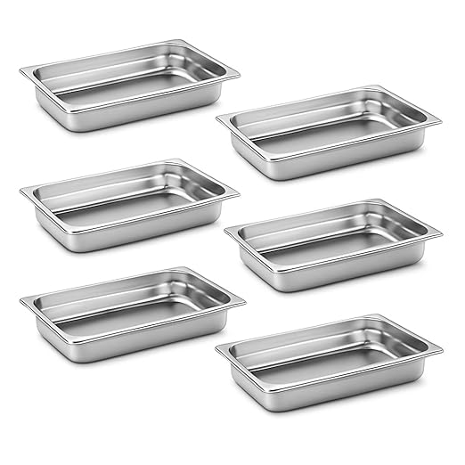 Aplancee Full Size Hotel Pans 2.5 Inch Deep Stainless Steel Food Pan - Anti-Jam 6 Pack Steam Table Pan Set for Catering Buffet Use Kitchen Prep