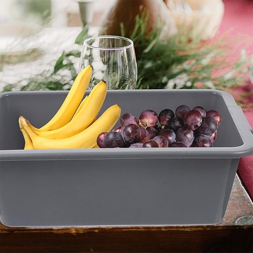 Healifty 2pcs Commercial Plastic Bus Tubs 34x23.8x10.9cm with Handles Rectangular Dish Washing Boxes for Restaurant Food and Dish Transport Multipurpose Utility Storage Bins