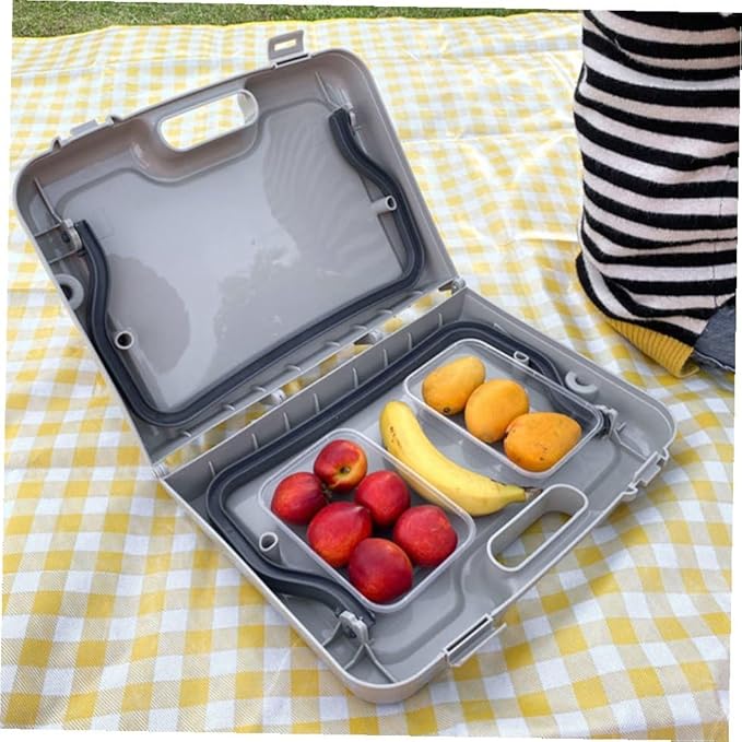 Portable Folding Table for Outdoor Use Lightweight Camping Table Easy to Carry for Bbqs Beach and Hiking Activities Compact Design Light Grey