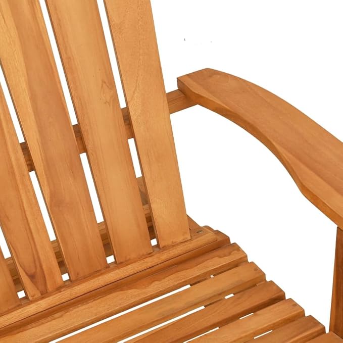 Garden Rocking Adirondack Chair Solid Teak Wood Outdoor Patio Lounge Seating Oiled Finish Medium Size Comfortable High Back 286lb Capacity for Yard Deck Balcony