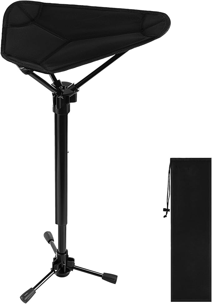 Outdoor Folding Stool Portable Collapsible Tripod Seat Adjustable Height Lightweight Camping Chair for Fishing Hiking Queuing