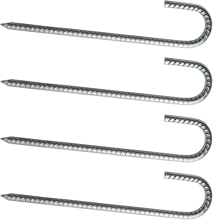 Camping Gear 4 Pcs Heavy Duty Tent Peg Galvanized Steel J Hooks Nails Thick Garden Stake Peg Garden Stakes High Strength Nails