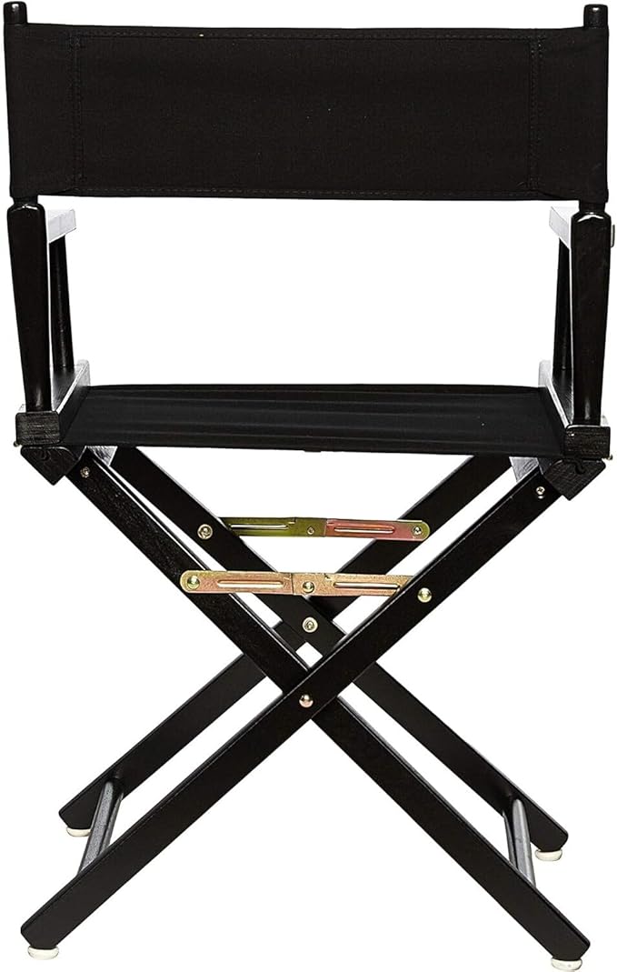 Director's Chair with Built-in Armrests and Foldable Design for Easy Storage Lightweight Durable Frame Perfect for Indoor or Outdoor Seating Black Canvas/18 in Black Frame