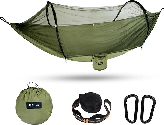 Hammock with Mosquito Net - Lightweight Portable 1 Person Hammock - for Camping Hiking Backpacking Travel a Festival or The Beach