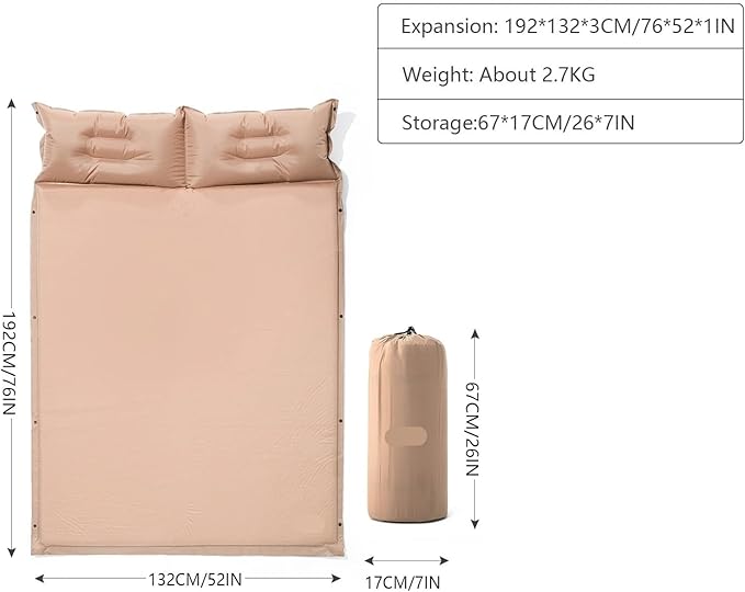 Outdoor Self-Inflating Mattress Camping Inflatable Sleeping Pad Splicable Ultralight Air Mat for Travel Hiking Picnic