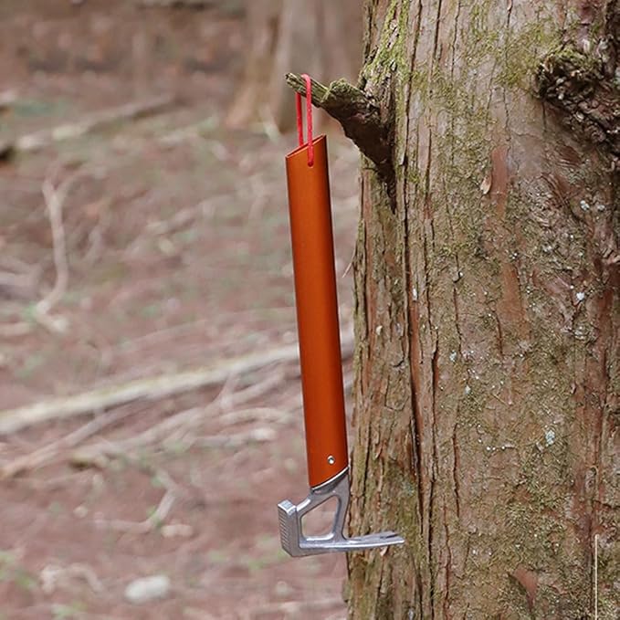 Multi-Functional Tent Stake Hammer Portable Stainless Steel Ox Horn Head Tent Stake Hammer with Aluminium Handle for Camping Hiking Backpacking Gardening (Black)