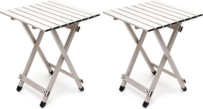 SUNNYFEEL Folding Camping Table - Lightweight Aluminum Portable Picnic Table 18.5L x 18.5W x 24.5H Inch for Cooking Beach Hiking Travel Fishing BBQ Indoor Outdoor Small Foldable Camp Tables