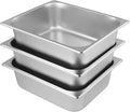 3 PCS 1/2 Size 4 Inch Deep Stainless Steel Steam Table Pans Anti-Jamming Steam Pan Hotel and Restaurant Catering Food Pans by GENHAKON