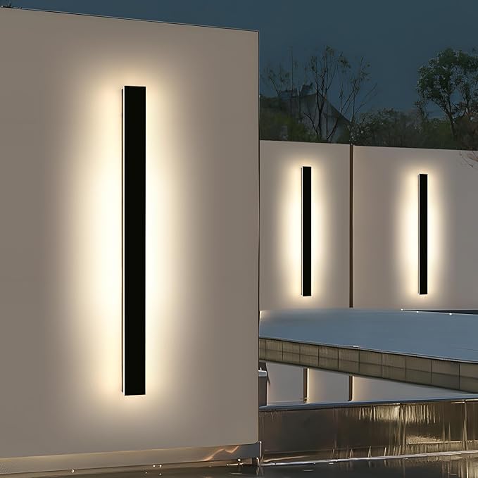 2 Pack 57inch Outdoor Wall Lighting Fixtures 3000K-6000K Modern Dimmable LED Wall Sconce with Remote Control IP65 Waterproof Exterior Linear Wall Light for Yard House Patio Garden