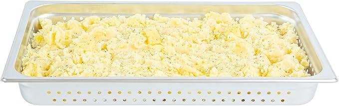 Restaurantware Perforated Hotel Pan 1 Count Full Size Anti-Jam 2.5â€ Deep Freezable 24 Gauge Stainless Steel Steam Pan - Lid Sold Separately for Use in Commercial Kitchens and Catering Events