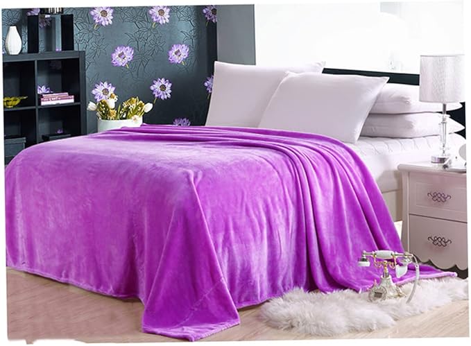 Solid Color Flannel Fleece Blanket Cozy Purple Bed Blanket for All Seasons Lightweight and Warm for Couch Camping and Home