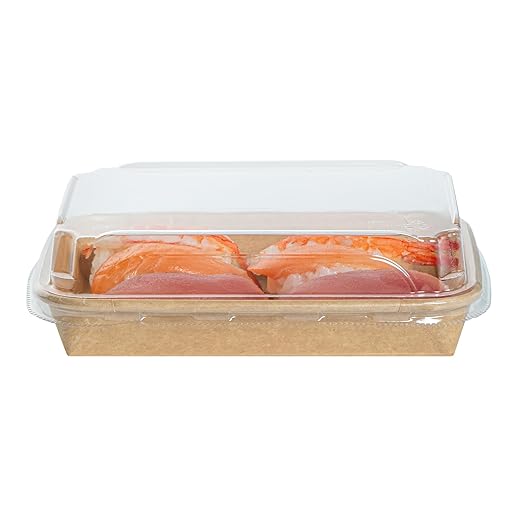 Restaurantware-LIDS ONLY: Matsuri Vision 6.6 x 4.6 x 1.2 Inch Lids For Sushi Containers 100 Airtight Lids - Containers Sold Separately No-Fog Design Clear Plastic Dome Lids For Sushi Boxes