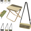 Foldable Backpack Stool - Portable 2-in-1 Camping Chair Converts to Satchel Heavy Duty Supports 330lbs for Hiking Fishing Camping &amp Outdoor Travel with Storage Pouch (Khaki Small)