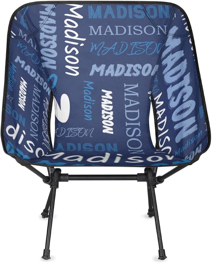 Custom Camping Chair Personalized Portable Backpacking Chair with Name Lightweight Folding Chair for Beach Hiking Blue