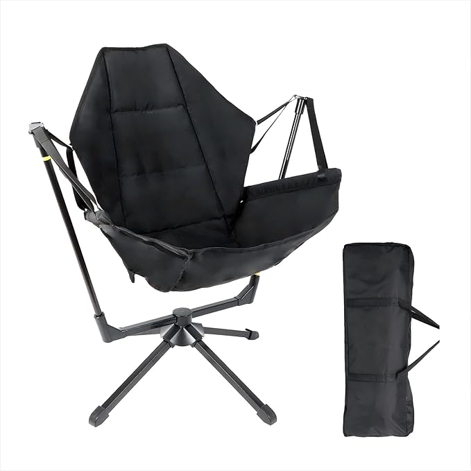 FAHKNS Hammock Camping Chair 360° Swivel Chair with Adjustable Backrest Foldable and Lightweight Chair Used for Office Work Picnic Hiking Portable Bag