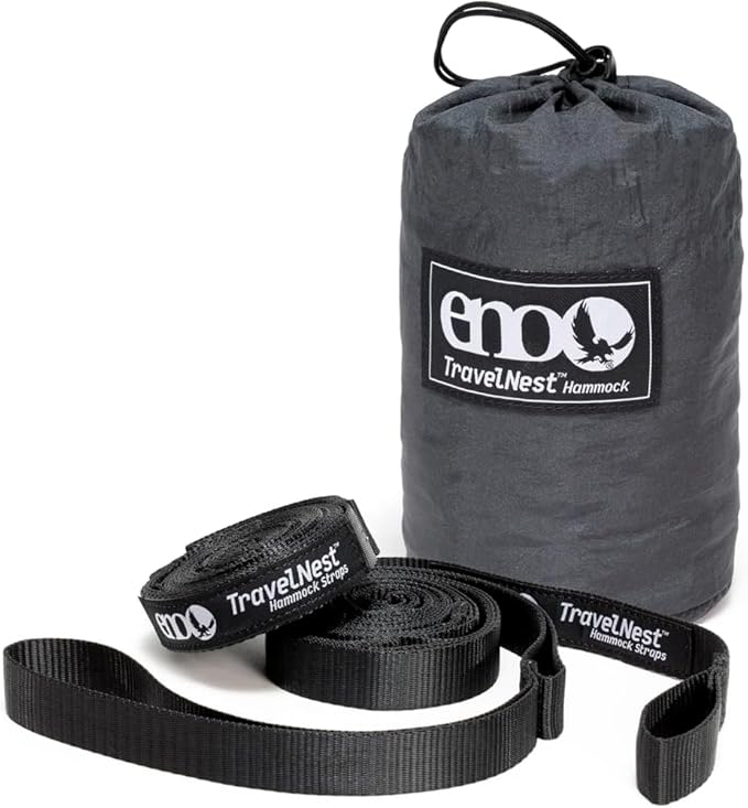ENO TravelNest Hammock &amp Straps Combo - Portable Hiking and Camping Hammock with Straps Included - Travel Hammock for Camping Hiking Backpacking a Festival or The Beach - Charcoal