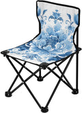 Flowers Blue Portable Camping Chairs Folding Chair - Durable Oxford Fabric Lightweight Iron Frame Easy Fold Design - Ideal for Outdoor Activities Camping Fishing and Travel