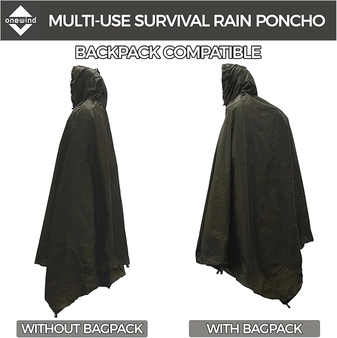 Onewind Lightweight Poncho Shelter Solitary Shelter Cape Silnylon Emergency Survival Shelter Ultralight Minimalist Shelter for Camping Hiking Backpacking Bug Out Bag