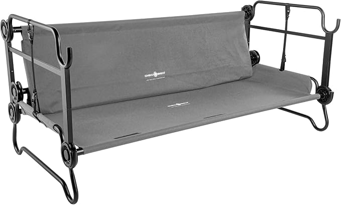 Disc-O-Bed XL Outdoor Modular 2 Person Double Camping Cot Portable Bed with 2 Height Options for Adults Sleep Solution for Tents Grey