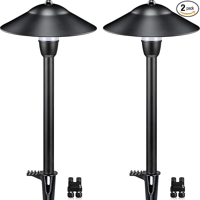 SUNVIE LED Pathway Lights Low Voltage 12-24V 3W Landscape Lighting 3000K Low Voltage Landscape Lights IP65 Waterproof Aluminum Path and Area Light for Outdoor Yard Garden Walkway 2 Pack