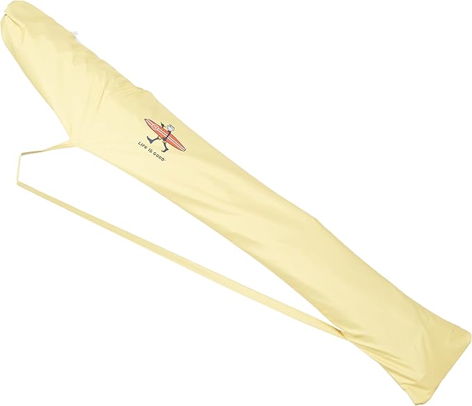 Life is Good 6.5' Outdoor Beach Umbrella with ANCHORX Heavy Duty High Wind Stability Sand Anchor and Carrying Bag