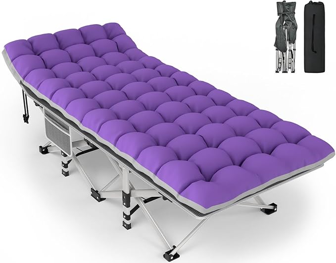 ZENPETIO 28In Folding Camping Cot for Adult Portable Sleeping Cot with Mattress Outdoor Heavy Duty Cot Bed for Camp with Carry Bag for Home Office Camp Travel Vacation(Max Loading 500lbs)