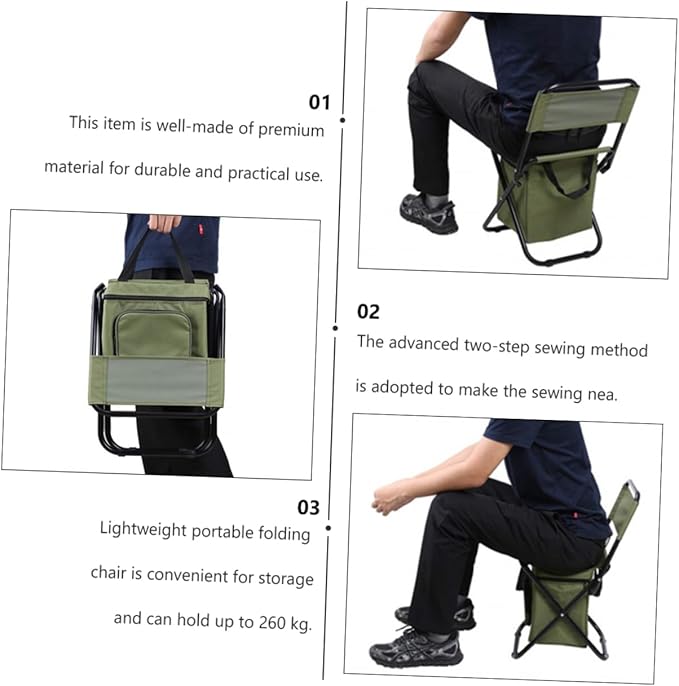 Fishing Chair Ice Pack Storage Insulation Portable Camping and Lounger for Outdoor Activities
