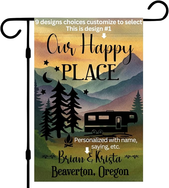 Campsite Decoration Camper Garden Flag Personalized Camper Sign Gift for camper Custom outdoor camping decor unique yard decor for RV travel trailer Motorhome tent van life