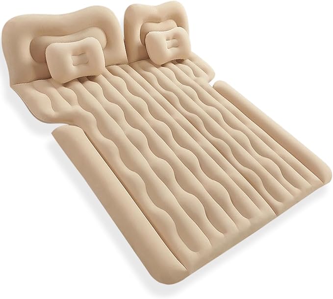 Car Air Mattress for BMW X1 (U11) 2023-2025 Portable Inflatable Bed for Trunk Backseat Flocked Surface for Camping Travel for SUV MPV MinivanBeige-Without Foot Pier