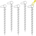 11 Aluminum Screw-in Ground Anchors - Heavy Duty Metal Non-Rust Spiral Tent Stakes for High Wind Grass Sand Camping Canopies Trampolines &amp Outdoor Securing