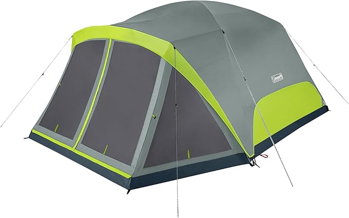 Coleman Skydome Camping Tent with Screened Porch &amp 5-Minute Setup Weatherproof 4/6/8 Person Tent with Rainfly &amp Carry Bag Made of PFAS-Free Materials