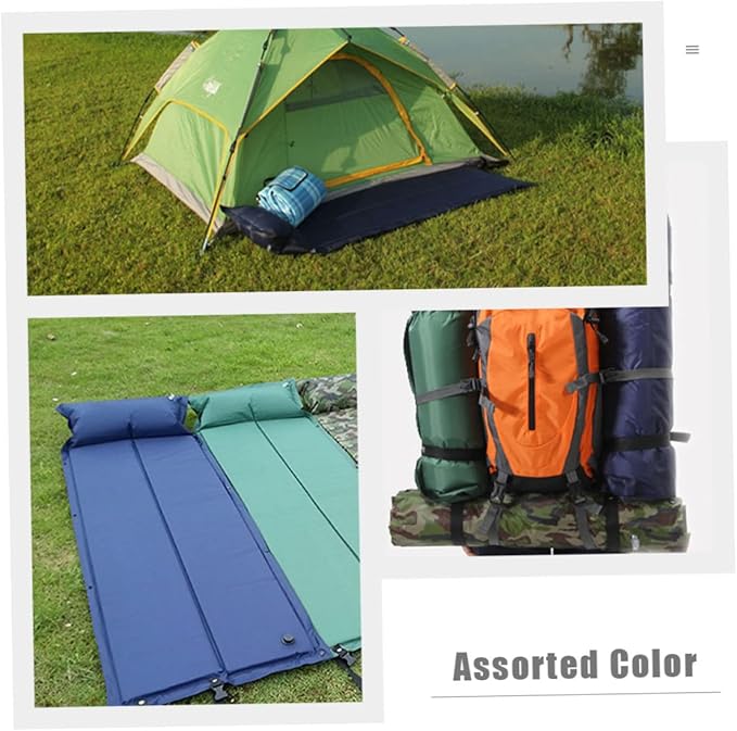 Wakauto Inflatable Camping Mat with Ergonomic Pillow Wear Resistant Sleeping Pad for Outdoor Camping and Hiking Lightweight Sleep Accessory for Backpacking and Tent Use