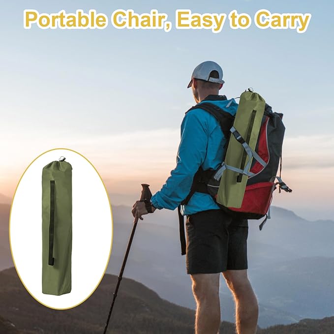 Portable Folding Camping Chair with Cup Holder and Cooler Bag Lightweight Outdoor Chair with Strong Steel Frame Easy Storage with Carry Bag Supports 300LBS Green