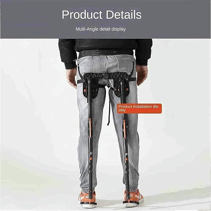 Lightweight Standing Seat Portable 5-Gear Adjustable Heights Chairless Chair Wearable Leg Ergonomics Seat Bear Up to 150kg Invisible Chair for Fishing Concert Subway
