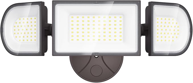 iMaihom 100W Flood Lights Outdoor 9000LM Ultra Bright Security Lights 3 Adjustable Heads Flood Lighting IP65 Waterproof 6500K Switch Controlled Floodlight for Yard Garage Court (Brown)