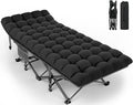 ZENPETIO Camping Cot for Adults Heavy-Duty Portable Cot Bed with Mattress Foldable Padded Sleeping Cots for Camping Travel Tent Day Bed Outdoor &amp Home Guest Max Load 500 LBS 75x28x15”