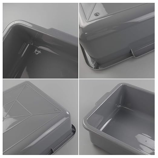 Asking 4-Pack 23 L Plastic Commercial Bus Box Utility Bus Tub Gray