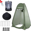 Pop-up Shower Tent &amp 20L Solar Shower Bag Combo - Waterproof Camping Privacy Shelter with Portable Heated Water Reservoir for Outdoor Bathing Beach Hiking (Green 120x120x190cm)