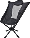 East Oak Swivel Camping Chair – High-Back Portable Folding Chair with Pillow Sets Up in Seconds Supports Up to 350 lbs Compact Lightweight Backpacking Chair for Hiking Beach and Sports Events