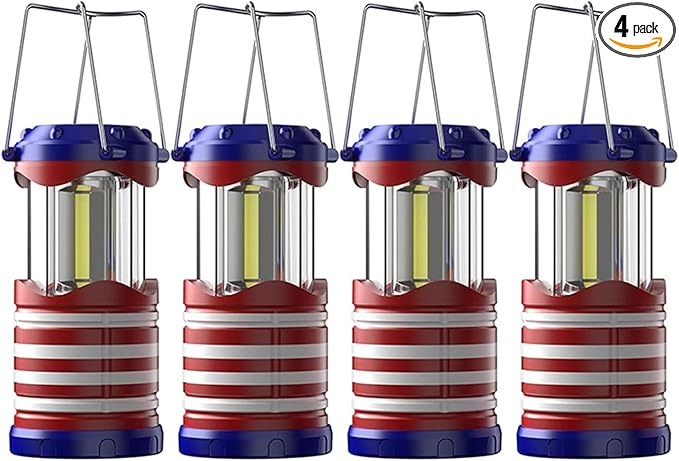 Lichamp LED Camping Lantern 4 Pack Battery Powered Flashlight for Power Outages Portable Collapsible Hanging Light Essential for Home Outdoor Emergency Lamp Survival Kit Gear for Hurricane I4AF