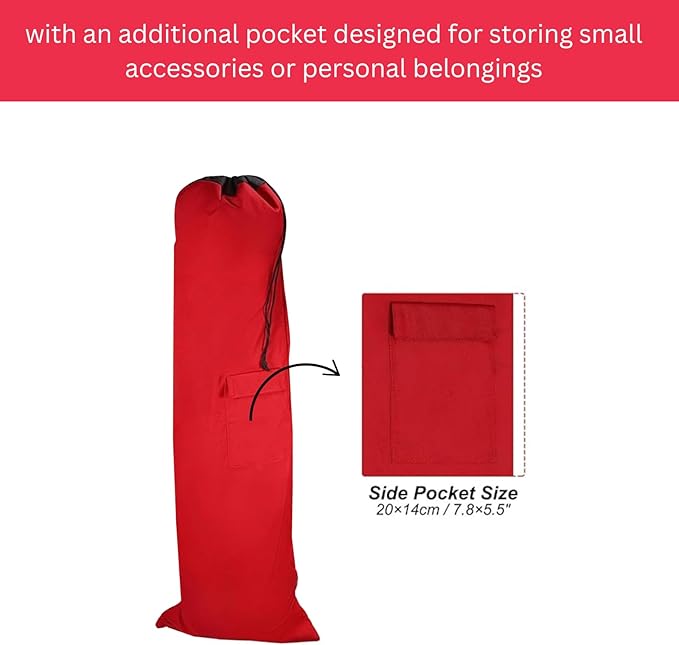 Heavy Duty Camping Chair Replacement Bag with Side Pocket Camp Cover Bags for Carrying Folding Chairs - 48 X 11 Inches Durable 600D Oxford Fabric Extra Wide Mouth Adjustable Strap for Carry (Red)