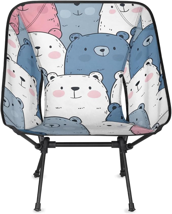 Honeybaby Folding Camping Chair Cartoon Bears Theme Camping Chairs Lightweight Portable Chair Outdoor Foldable Chairs for Camping Travel Picnic Beach Hiking