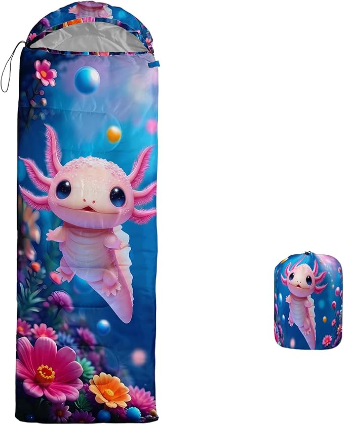 AILONEN Cartoon Camping Sleeping Bag for Boys Girls AdultsLightweight &amp Waterproof3 Season Warm &amp Cold WeatherPortablePrinted Sleeping BagTravelingCampingHiking