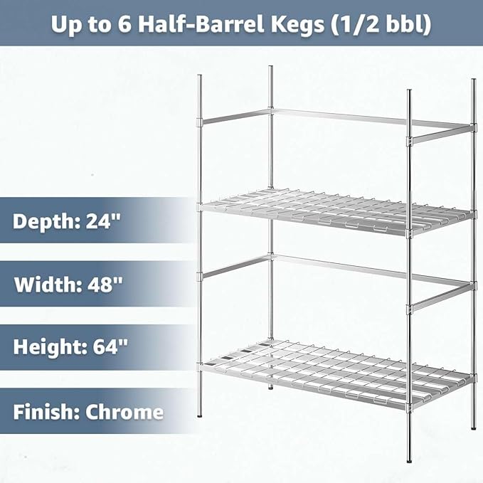 24 x 48 NSF Two-Tier Keg Rack for Beverage Storage Commercial Wire Dunnage Rack 800 lb per Shelf