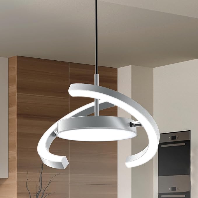FIMEI LED Saturn Pendant Lights 3000-6000K Dimmable Adjustable Hanging Chandelier Saturn Ring Design for Dining Room Kitchen Island Entryway Bedroom Foyer Black (Gray 1)