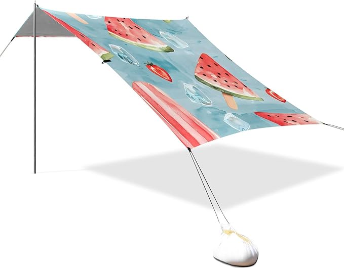 Beach Tent Sun Shelter Summer Watermelon Popsicles Lightweight &amp Easy Setup Beach Shade Canopy for Camping Fishing