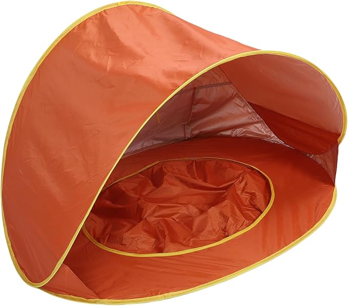 Pop Up Beach Tent Sun Shelter Baby Beach Tent Portable Shade Pool Sun Protection with Storage Bag Shade Canopy for Infant Toddlers Outdoor (Orange)